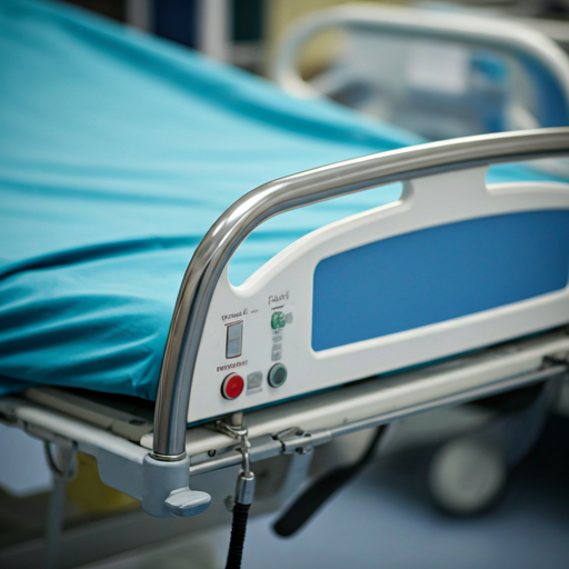 Surgical manual hospital bed with precise mechanical controls in a clinical ward setting